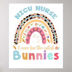 nicu Krankenschwester Häschen Regenbogen, Retro, V Poster