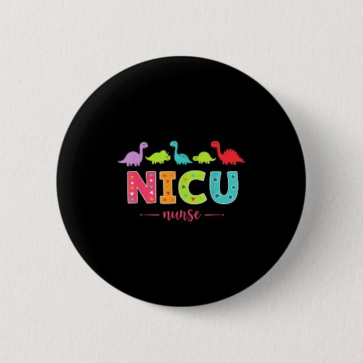 Nicu-Krankenschwester mit süßen Dinosauriern Pädia Button (Vorderseite)