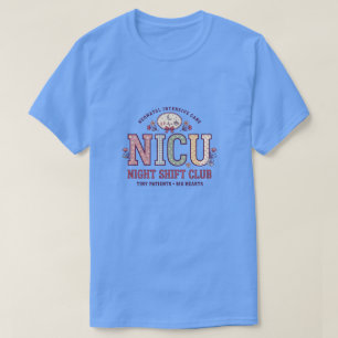 NICU-Krankenschwester Nachtschicht Retro-Blumen Ne T-Shirt