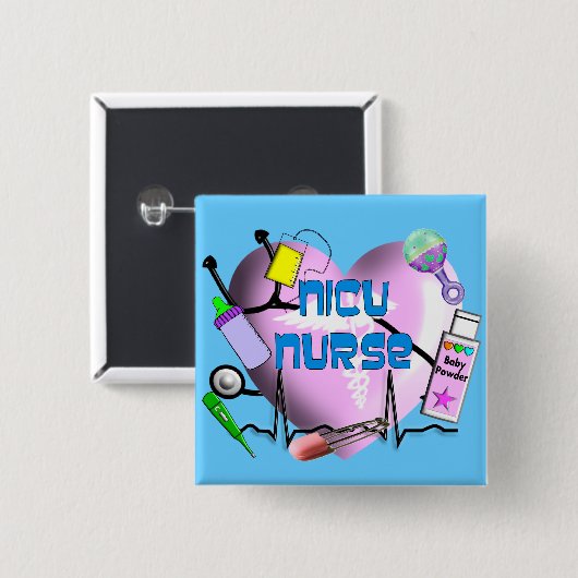 NICU Krankenschwester-Rosa-Herz-Entwurfs-Geschenke Button (Vorne & Hinten)