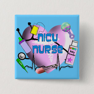 NICU Krankenschwester-Rosa-Herz-Entwurfs-Geschenke Button
