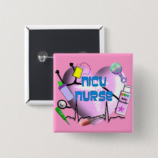 NICU Krankenschwester-Rosa-Herz-Entwurfs-Geschenke Button (Vorne & Hinten)