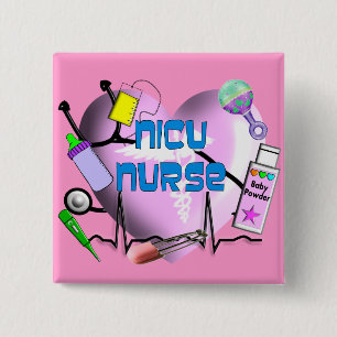 NICU Krankenschwester-Rosa-Herz-Entwurfs-Geschenke Button