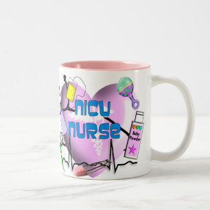NICU Krankenschwester-Rosa-Herz-Entwurfs-Geschenke Zweifarbige Tasse
