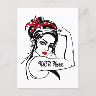 NICU-Krankenschwester Rosie The Riveter Pin Up Feiertagspostkarte