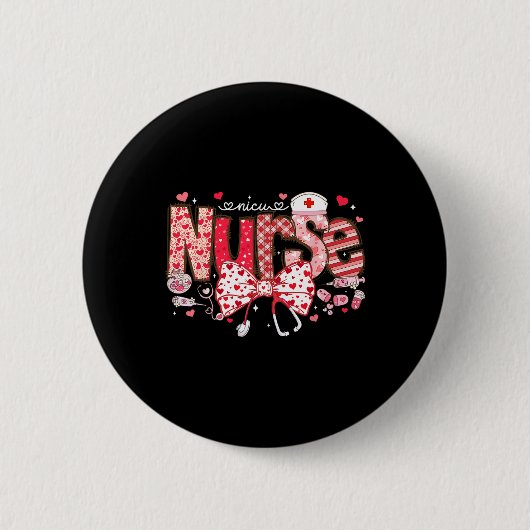 Nicu-Krankenschwester Stethoskop Kokette Schleife Button (Vorderseite)