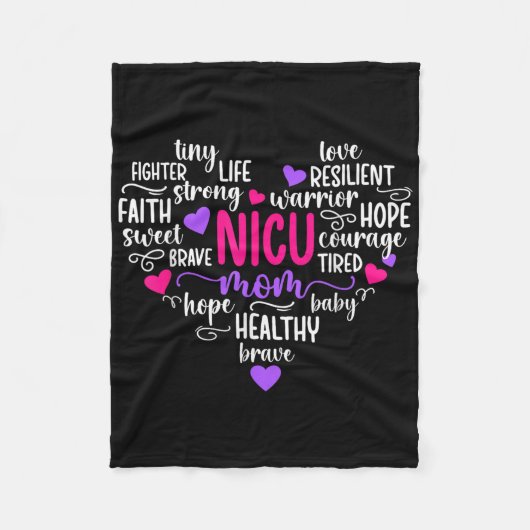 Nicu Mama Heart Micro Preemie Baby Mama von Nicu W Fleecedecke (Vorderseite)