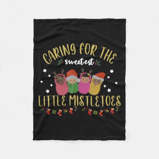 Nicu Nurse Christmas Sweetest Mistletoes Mother Ba Fleecedecke (Vorderseite)
