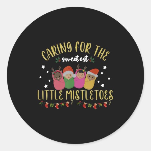 Nicu Nurse Christmas Sweetest Mistletoes Mother Ba Runder Aufkleber (Vorderseite)