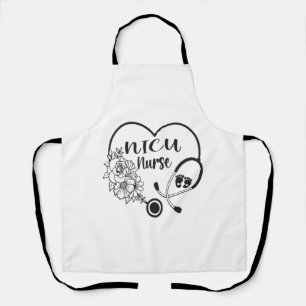 Nicu Nurse Floral Heart Stethoscope Schürze