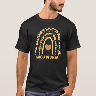 Nicu Nurse Icu Neonatal Leopard Rainbow T-Shirt