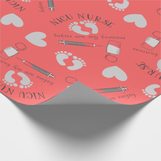 NICU Nurse Muster Art Lachs PInk Geschenkpapier (Ecke)