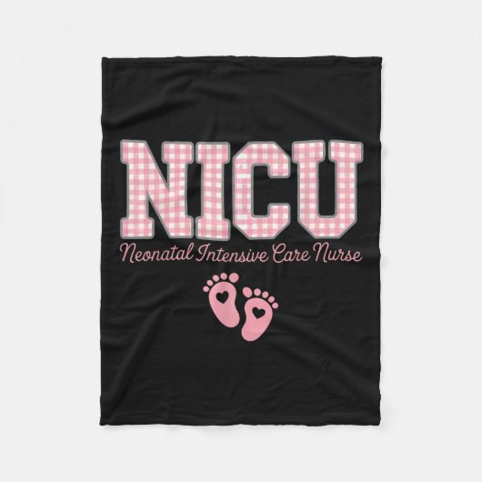 Nicu Nurse Neonatal Care Pink Gingham Heart Baby F Fleecedecke (Vorderseite)
