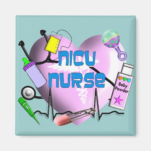 NICU Nurse Pink Heart Design Geschenke Magnet (Vorne)
