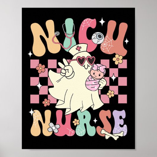 Nicu Nurse Spooky Ghost Halloween Niedliche Kranke Poster (Vorne)