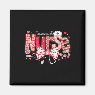 Nicu Nurse Stethoscope Coquette Bow Heart Valentin Magnet
