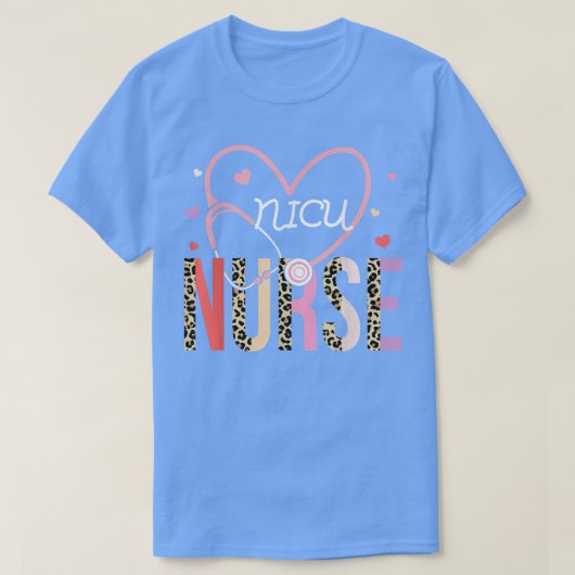 NICU Nurse Valentine Leopard Print Heart Stethosco T-Shirt (Design vorne)