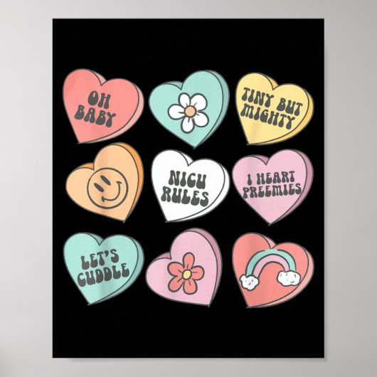 Nicu Nurse Valentine's Day Heart Candy Neonatal Ic Poster (Vorne)