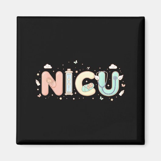 Nicu Nurse Valentine's Day Heart Stethoscope Scrub Magnet (Vorne)