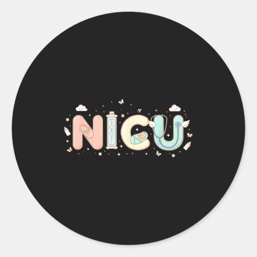 Nicu Nurse Valentine's Day Heart Stethoscope Scrub Runder Aufkleber (Vorderseite)