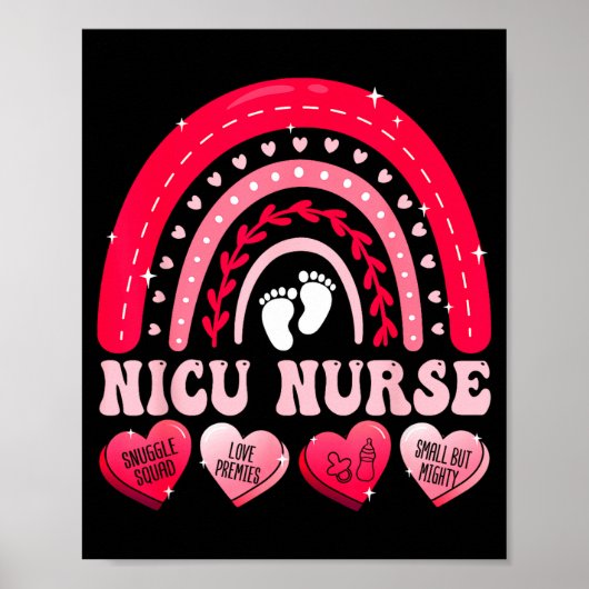 Nicu Nurse Valentines Day Rainbow Neonatal Rn Hear Poster (Vorne)