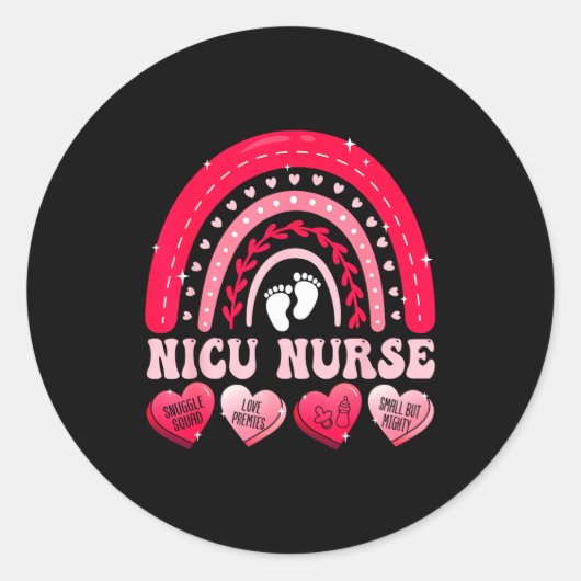 Nicu Nurse Valentines Day Rainbow Neonatal Rn Hear Runder Aufkleber (Vorderseite)