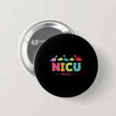 Nicu Nurse With Cute Dinosaurs Pediatric For Women Button (Vorne & Hinten)