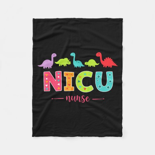 Nicu Nurse With Cute Dinosaurs Pediatric For Women Fleecedecke (Vorderseite)