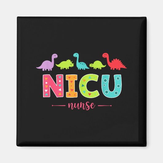 Nicu Nurse With Cute Dinosaurs Pediatric For Women Magnet (Vorne)