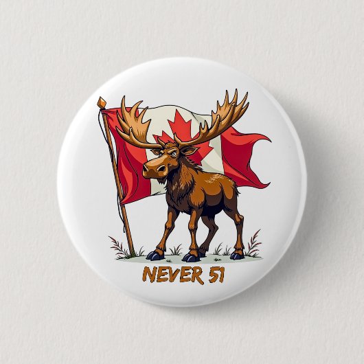 Nie 51, Elch, kanadischer Ahornblätterblätter Button (Vorderseite)