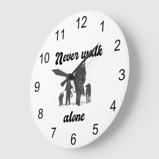 Nie allein laufen - Rustikales Tierreich Große Wanduhr (Winkel)