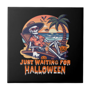 Nie auf Halloween wartendes Skelett Fliese