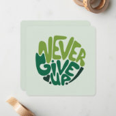 Nie aufgeben - Grüne positive Handschrift Mitteilungskarte (Vorderseite/Rückseite Beispiel)