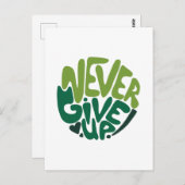 Nie aufgeben - Grüne positive Handschrift Postkarte (Vorne/Hinten)