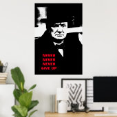 Nie aufgeben Winston Churchill Motivation Pop Art Poster (Heimbüro)