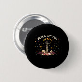 Nie besser BlumenHalloween Skeleton Funny Skull Button (Vorne & Hinten)