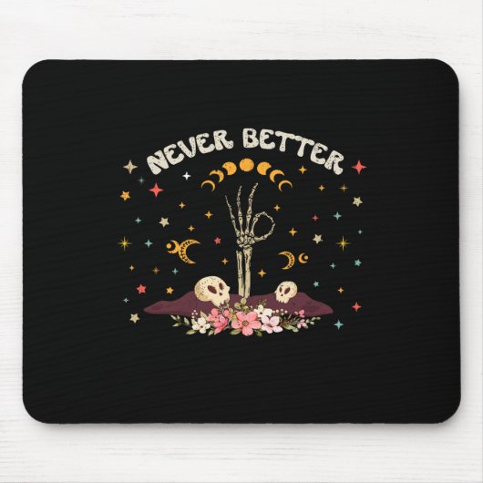 Nie besser BlumenHalloween Skeleton Funny Skull Mousepad (Vorne)