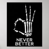 Nie besser Ok Sign Skeleton Hand Fun Halloween M Poster (Vorne)