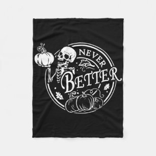 Nie besser Skeleton Halloween Funny Skull Pumpki Fleecedecke