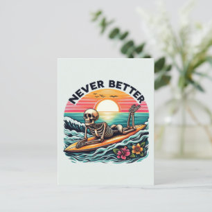 Nie besser - Skelettsurfing Sunset Wave Design Feiertagspostkarte