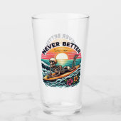 Nie besser - Skelettsurfing Sunset Wave Design Glas (Vorderseite)