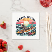 Nie besser - Skelettsurfing Sunset Wave Design Serviette (Beispiel)