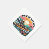 Nie besser - Skelettsurfing Sunset Wave Design Serviette (Ecke)