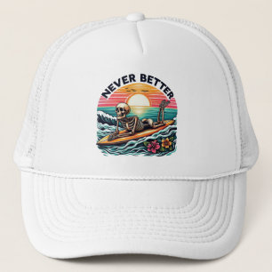 Nie besser - Skelettsurfing Sunset Wave Design Truckerkappe
