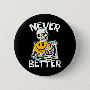 NIE BESTER Skeleton Funny Skull Halloween Costum Button
