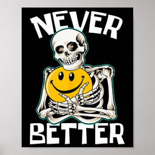 NIE BESTER Skeleton Funny Skull Halloween Costum Poster