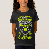 Nie ein Mädchen unterschätzen, das Softball Neon s T-Shirt (Vorderseite)