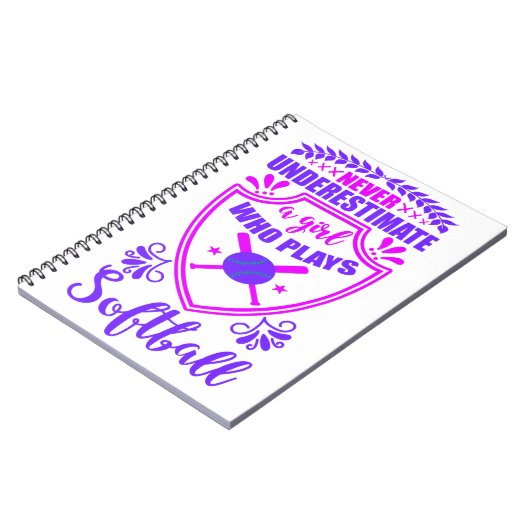 Nie ein Mädchen unterschätzen, das Softball spielt Notizblock (Linke Seite)