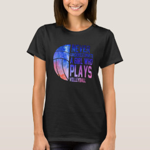 Nie ein Mädchen unterschätzen, das Volleyball Co s T-Shirt