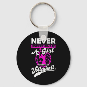 Nie ein Mädchen unterschätzen, das Volleyball Gi s Schlüsselanhänger